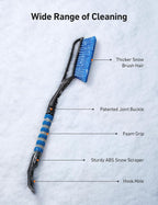 27" Snow Brush and Ice Scrapers for Car Windshield, Detachable Snow Scrapers with Ergonomic Foam Grip for Cars, Trucks, SUVs (Heavy Duty ABS, PVC Brush, Blue)