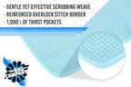 Standard Waffle Weave Towels, Microfiber Detailing, Window/Glass and Drying, Wax & Polish, Lint-Free, Streak-Free, 370gsm, 16in x 16in, Light Blue (6-Pack)