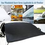Car Windshield Snow Cover for Ice and Snow- Durable 600D Oxford Fabric with Side Mirror Covers Ice Scrapers Waterproof Windproof Dustproof Windshield Covers Universal Fit for Most Vehicle