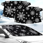 2 Pcs Windshield Cover for Ice and Snow 210T Silver Coated Waterproof Frost Cover 69 x 42 Inches All Seasons Windshield Protector with Elastic Straps Snowflake Winter Car Accessories for Cars