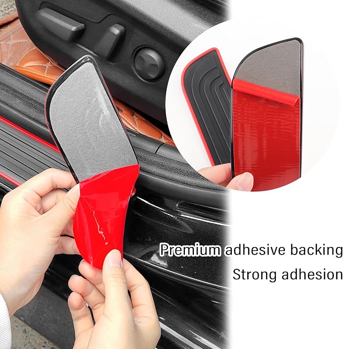 4PCS Car Door Sill Protector,Anti-Scratch & Waterproof Car Door Sills Scratch Protection,Universal Car Exterior Accessories Automotive Door Entry Guard for Car,Truck,SUV (Black Red, Width 2.36")
