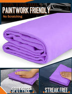 Premium Car Drying Towel, Super Absorbent 26"x17" Large Chamois Cloth Shammy Towel for Vehicle, Reusable Chamois Shammy Cloth for Car, Bathroom, Dust Remove, No Spots/Streak/Scratch, Purple