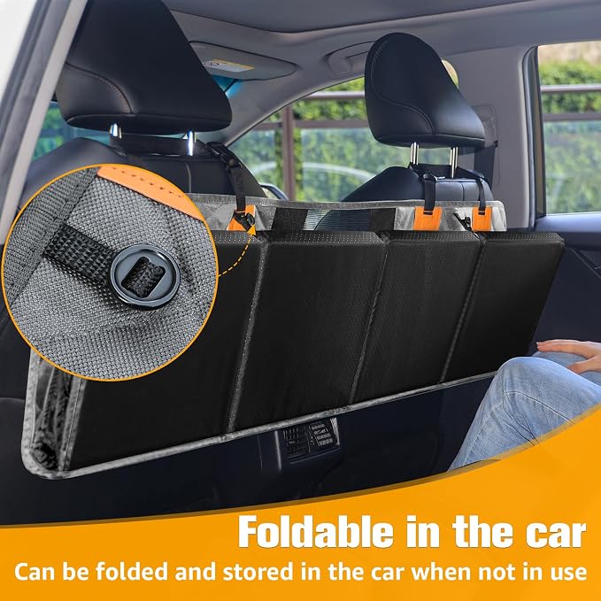 Back Seat Extender for Dogs, Hard Bottom Dog Car Seat Cover - Supports 400lbs, Rear Seat Pet Cover with Mesh Window, Waterproof Dog Hammock for Car SUV