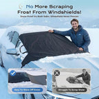 Car Windshield Cover for Ice and Snow, Heavy Duty Russian Fabric Snow Cover with Anti-Frost Protection, Side Panels & Straps, Fits Cars, SUVs & Trucks for Winter Protection- 60' x42''