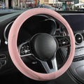 14 inch Pink Suede Steering Wheel Cover, Breathable Non-Slip Sweat-Proof Wear-Resistant No Pilling, Warm in Winter and Cool in Summer