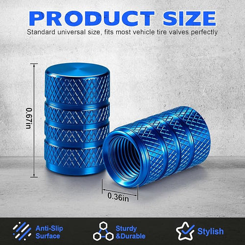 12PCS Tire Valve Stem Caps, Car Exterior Accessories, Aluminum Alloy Valve Cover Universal for Cars, Trucks, Motorcycles and Bicycles (Blue)