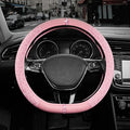 Leopard Steering Wheel Cover for Women, Cute Anti-Slip Microfiber Leather, Fits D Shape Flat Bottom Steering Wheel 14.5-15 Inch - Pink and Pink Leapoard