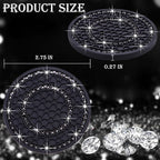 4PCS Bling Crystal Rhinestone Cup Holder Coaster, 2.75 inch Soft Silicone Anti-Slip Shockproof, Car Cup Holder Insert Coasters, Universal Car Interior Accessories for Women (Black)