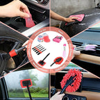 15PCS Car Detailing Kit Auto Cleaning Tools Wash Set with Storage Carry Bag Beginners Easy to Use for Interior Exterior Car Care Clean Windshield Dashboard Seat Air Vents Wheels Tires, Red