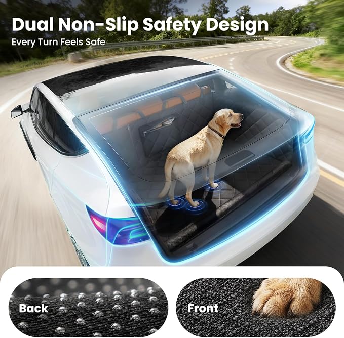 SUV Cargo Liner for Dogs, Full Coverage Non-Slip Cargo Cover with Cushioned Sides to Protect Your Dog, Waterproof & Durable, Machine Washable Trunk Protector Mat (L, Black)