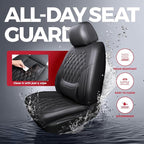 Car Seat Covers Front Seats - Luxury Breathable Waterproof Faux Leather Car Seat Cover Protectors with Lumbar Support, Universal Fit for Most 5 Seats Vehicles Sedans Hatchbacks Pick-ups, Black