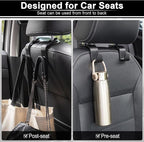 Car Seat Headrest Hook, Auto Seat Hook Hangers Storage Organizer Interior Accessories for Purse Coats Umbrellas Grocery Bags Handbag, 4-Pack