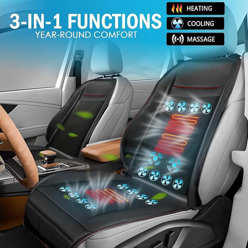 16 Fans 3 in 1 Cooling Massage Seat Covers for Cars,Cooling Comfortable Seat Cover, Universal Seat Cushion for Four Seasonsr&Massage (Black-3)