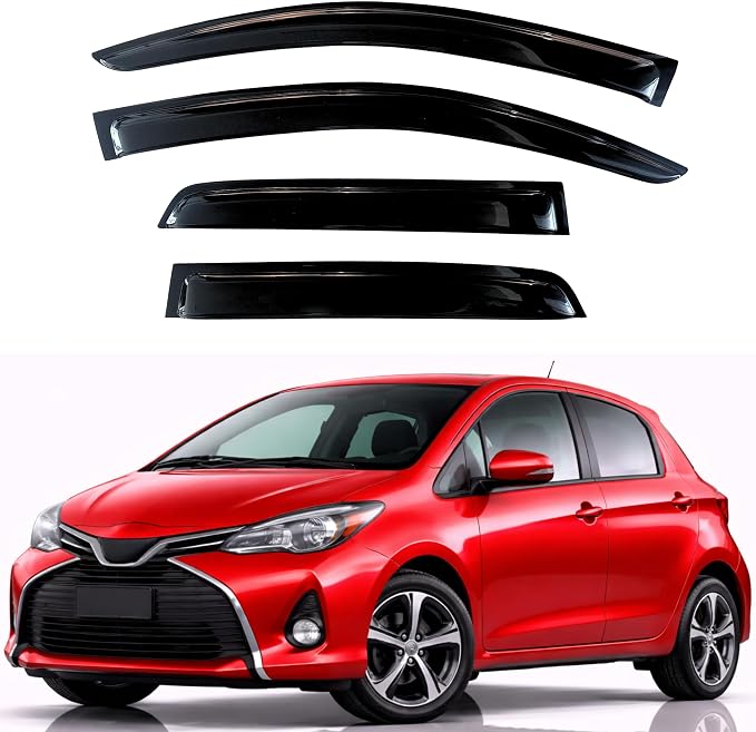 KPY Rain Guards Fit for 2012-2018 Toyota Yaris Hatchback, Out-Channel Window Visors Vent Wind Deflectors 4PC, Car Accessories for 12-18 Yaris Hatchback (Excludes Sedan)