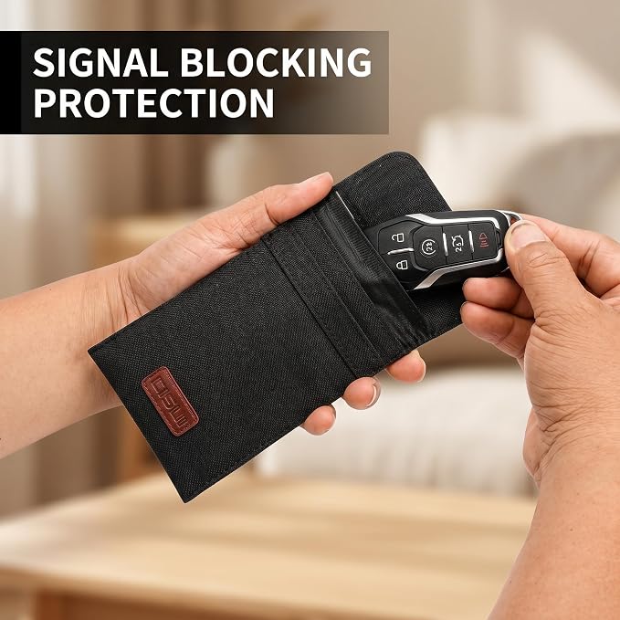 Faraday Bag for Car Keys, 4-Layer Key Fob Signal Blocker Pouch(Black) | 2026 upgraded RFID guard shielding case for keyless entry anti-theft. Durable Oxford fabric with secure hook for all fobs