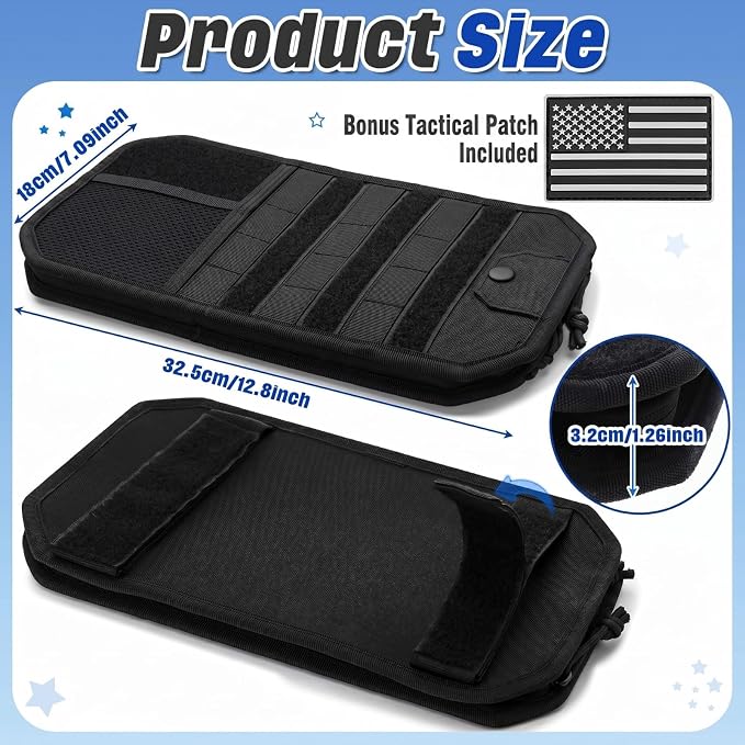 2 Pack Car Visor Organizer Sun Visor Organizer Tactical with Zipper Storage Pouch and Sunglasses Holder Clip for Truck Police Vehicle Equipment