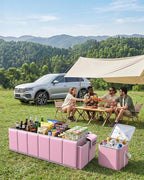 Trunk Organizer, Sturdy Foldable with Cooler for Car & SUV, 3 Compartments, Pink, 30.90”×12.60”×10.63”