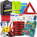 Car Emergency Kit with Jumper Cables, Car Roadside Emergency Kit, First Aid Kit, Tow Strap & Tool Set – Roadside Safety Kit for Cars, Trucks & SUVs