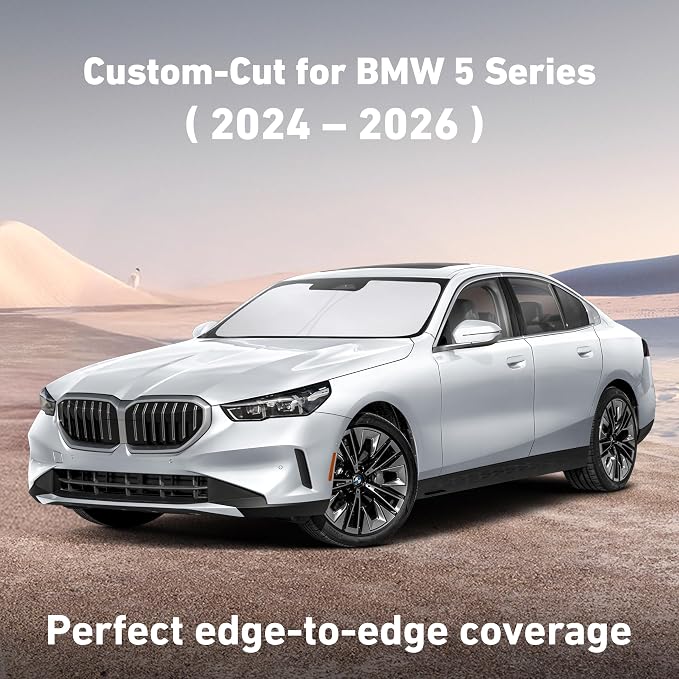 Windshield Sunshade Compatible for BMW 5 Series 2024 2025 2026 (530i, 530i xDrive, 540i xDrive, The 550e xDrive) Sun Visor for Window Sunshade Cover, UV Protector, Car Accessories