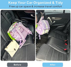 Purse Hooks for Car - 2 Pack Back Seat Storage Holder - Beige Leather/2L | Universal Car Headrest Hanger with Anti-Drop Lock Loop for Hat Bag Grocery Handbag Coat Must Have Stuff for Vehicle Truck SUV