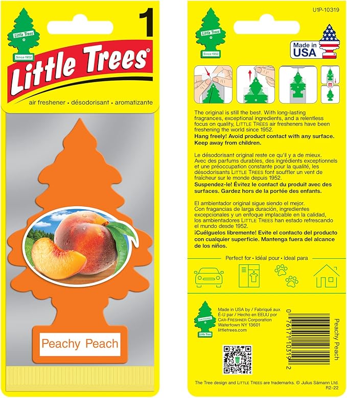 Cardboard Hanging Car, Home & Office Air Freshener, Peachy Peach (Pack of 6)