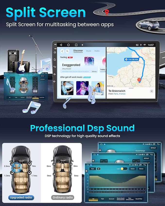 [8Core 4G+64G] Car Radio for Honda Accord 7th 2003-2007: 10.1'' HD Touch Screen Stereo with Wireless CarPlay Android Auto 5G WiFi Bluetooth GPS FM AM 36EQ DSP SWC 1080P Backup Camera