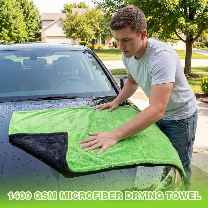 2 Pack Car Drying Towels 48"x24" Extra Large Microfiber Towels for Cars 1400gsm Super Absorbent Car Detailing Drying Towel Streak Free Lint Free No Water Spots Double-Twist Pile