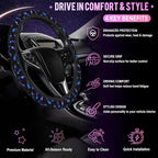 Galaxy Butterfly Steering Wheel Cover for Women Men Neoprene Breathable Wheel Cover Protector Anti-Slip Car Accessories Universal 15 Inch Fit for Cars Trucks Vehicles