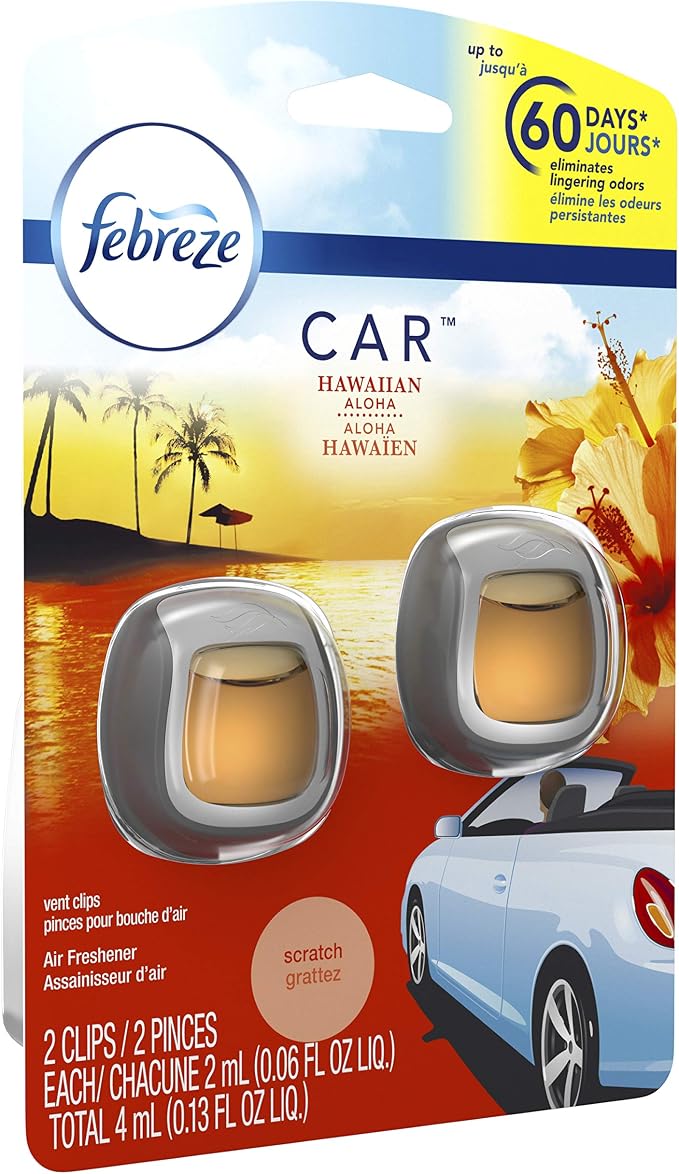 Car Air Fresheners, Hawaiian Aloha, Odor Fighter for Strong Odors Car Vent Clips (16 Count)