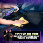 Raging Rhino Waterless Car Wash, Quick Detailer Spray and Wipe Exterior Cleaner With 3 Premium Microfiber Towels, 20 Fl Oz