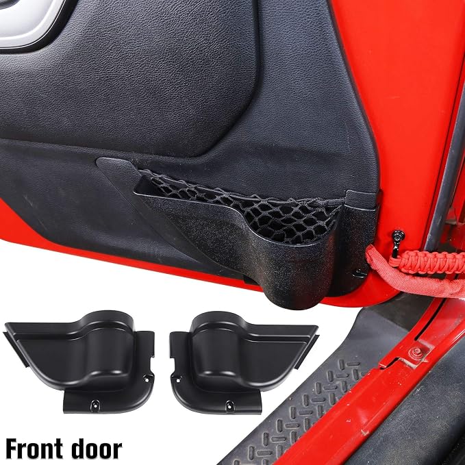 for Wrangler JK Storage Pockets, Side Door Organizer Box for Jeep Wrangler 2011-2018 JK JKU Interior Storage Accessories Black 4pcs