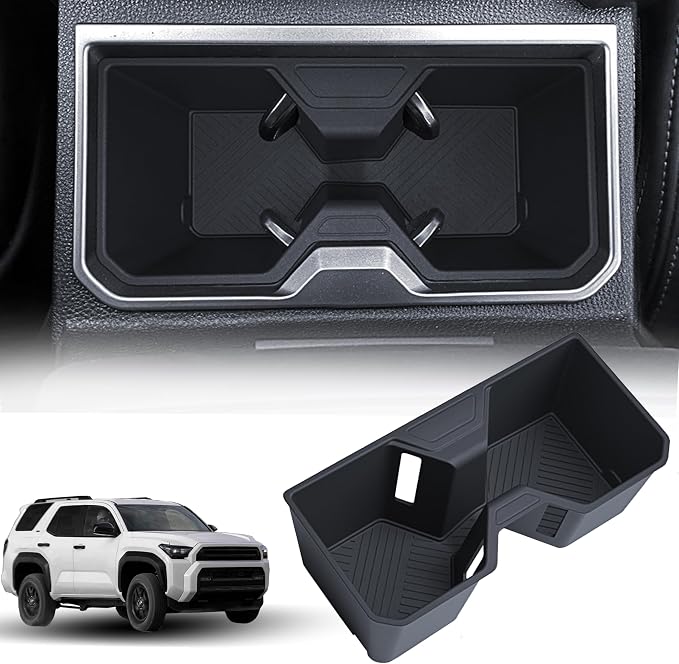 Center Console Cup Holder for 2025 2026 Toyota 4Runner Accessories TPE Cup Holder Insert Coaster Middle Console Armrest Front Non Slip Drink Holder Protector Organizer Interior Accessories Black