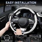 3pcs Carbon Fiber Anti-Skid Steering Wheel Cover, Waterproof & Segmented Butterfly Design, Universal 99% Vehicle Wheel Cover Protector, Car Interior Accessories (White-3pcs)