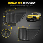 JK Storage Pockets for Jeep Wrangler, Front & Rear Door, 4 Pcs | Compatible with 2011-2018 Jeep Wrangler JK JKU 4 Door, Front and Rear Door Pockets, Interior Storage Accessories, Black