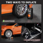 ZUZEE Tire Inflator Portable Air Compressor - 4X Faster Inflation, 150PSI Air Pump for Car Tires with Digital Pressure Gauge/LED Light, Portable Tire Inflator for Car, Moto, Bike, Ball, etc