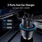 200W Dual USB-C Car Charger — Super-Fast PD Charging Adapter