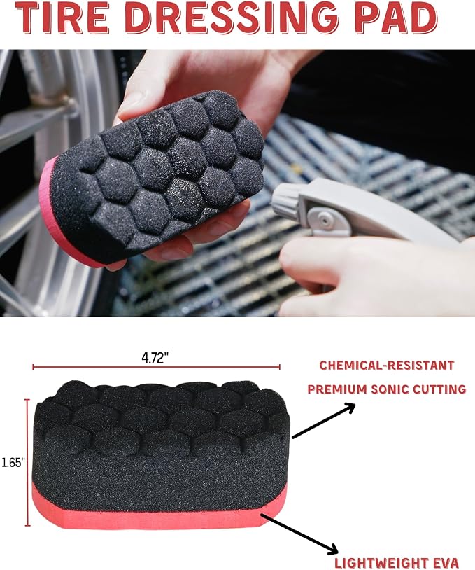 7PCS Car Wheel Rims Detail Cleaning PRO Wash Kit, Wheel Wash Mitt, Tire Brush, 2PCS Soft Wheels Brush, Detailing Brush, and Tire Dressing Pads, Microfiber Dry Towel Scratch-Free Cleaning