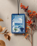 Coastal Summer Beach Car Air Freshener 4 Pcs Coconut Scented, Tropical Palm Tree Ocean Car Accessories Mirror Decor for Women, Girly Beachy Hanging Air Freshener for Cars Closet Drawer Books