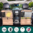 Peach Fuzz Car Seat Organizer for Kids Backseat Kick Mat with Adjustable Strap Back Seat Protectors for Vehicle Car SUV 2 Pcs