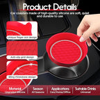 Car Cup Coaster Universal Non-Slip Cup Holders Bling Crystal Rhinestone Car Interior Accessories 2 Pack Red