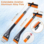 31" Snow Brush and Ice Scrapers for Car Windshield, Detachable Extendable 360° Pivoting Snow Scrapers and Brush with Ergonomic Foam Grip for Car,Truck,SUV(Orange)