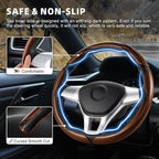 3pcs Carbon Fiber Anti-Skid Steering Wheel Cover, Waterproof Design, Universal Fit for 14-16 Inch Car Wheel Cover, Interior Car Accessories for Jeeps, SUVs, Trucks (Glossy Brown)