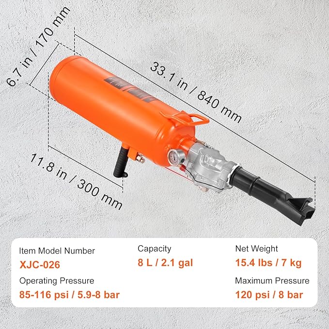 Tire Seater, 2.1 Gal/8 L Air Tire Blaster, 120 PSI Handheld, Portable Tire Inflator Tool, 85-116 PSI Operating Pressure for Tractor Truck ATV Car and Automobile Repair