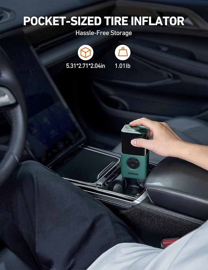 L7S Tire Inflator Portable Air Compressor Cordless with Digital Pressure Gauge, 150 PSI LED Light Bike Air Pump with Fast Inflation & Auto Shut-Off for Car Tires,Motorcycles,Bikes,Balls,Green