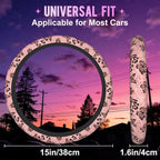 Pink Butterfly Leopard Print Steering Wheel Cover for Women Men Neoprene Breathable Wheel Cover Protector Anti-Slip Car Accessories Universal 15 Inch Fit for Cars Trucks Vehicles