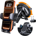 HTU [2026 Latest Upgrade Military-Grade Anti-Shake Car Phone Holder, 90+LBS Strong Suction Car Phone Mount, 360° Rotatable Mount for Dashboard Windshield Vent, for iPhone 17/16 Pro Max, Deep Black