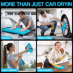 4 Pack Twisted Loop Car Drying Towel, Microfiber Towels for Cars 24"x36", Reusable Shammy Quick Dry Cloth for Auto, Boat, Kitchen, Windows & Bathroom（Blue）
