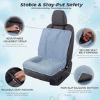 Premium Cooling Dog Car Seat Mat for Small Dogs & Puppies, Breathable Puppy Car Seat for Front & Back Seat Travel, Cool-to-Touch Washable Pet Travel Lounge with Supportive Bolster