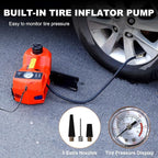 TYAYT Electric Car Jack Kit, 5 Ton Hydraulic Car Jack with Inflator Pump, 12V Portable Car Jack with LED Light for SUV MPV Sedan, Lifting Range 6 to 17.7 Inch (Red)