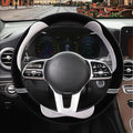 Furry Cute Soft Steering Wheel Cover 15 inch Black with Gray | Fluffy Short Plush Car Accessories, Non-Slip Cold-Proof Sweat-Proof Colorfast, Universal 14.5 inch to 15 inch